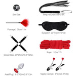 12 Pcs Sex Bondage Bdsm Restraints Kits Fetish Handcuffs Ankle Cuff Collar Blindfold Whip Rope Nipple Clamps Sex Dice Anal Toys Ball Gag Adult Games Foreplay Sexy Toys For Couples