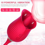 Rose Tulip Telescopic G Spot Vibrator for Women - 3 Speeds, 7 Frequencies, Tongue Licking and Massaging Sex Toy