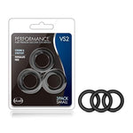 Blush Performance Vs2 - Puria Silicone Penis Ring For Men - Stretchy & Durable Erection Enhancing C-Rings Set -Strap-On Use - 3 Pack Male Enhancement Cock Band Adult Sex Toys - Black