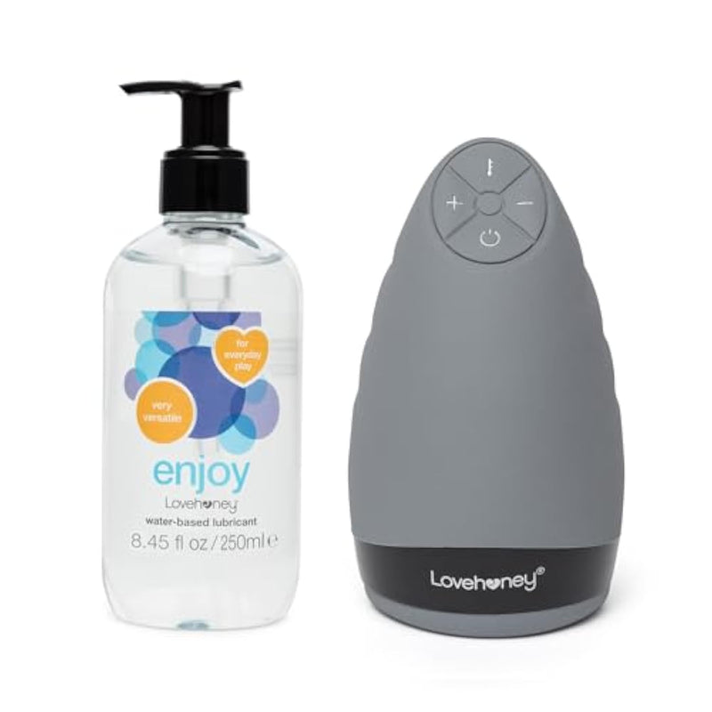 Hot Shot Warming & Vibrating Male Masturbator And Enjoy Water Based Lube 8.5 Fl Oz - Sex Toys For Men Bundle