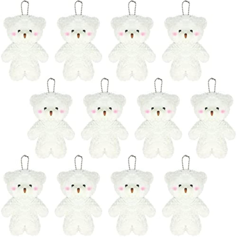 12 Pack Mini White Teddy Bears , 4.7 Inch Tiny Soft Stuffed Teddy Bear, Mini Plush Bears Bulk For Birthday Table Decor Centerpiece Bag Fillers Party Favors Diy Keychain Crafts, We