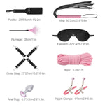 12 Pcs Sex Bondage Bdsm Restraints Kits Fetish Handcuffs Ankle Cuff Collar Blindfold Whip Rope Nipple Clamps Paddle Anal Toys Ball Gag Adult Games Foreplay Sexy Toys For Couples (Pink & Black)