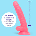Glow In The Dark Realistic Dildo - 8 Inch With Suction Cup - Flexible Anal Dildo For Women - Harness Compatible Strap On - Adult Sex Toy - Waterproof - Pink