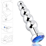 Anal Beads, Blue Jewelry Metal Butt Plug Anal Trainer With 5 Graduated Balls Fetish Kinky Sex Toys Love Tools For Couple Lover