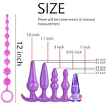 6Pcs Butt Plugs Waterproof Silicone Anales Trainer Set Plug For Women And Men Anal, With Beads Plug Kit,Pack Of 6 Anal Plugs-Purple