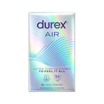 Durex Air Condoms, Extra Thin, Transparent Natural Rubber Latex Condoms for Men, Regular Fit, FSA & HSA Eligible, 10 Count