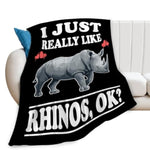 Rhino Blanket I Just Really Like Rhinos Throw Blankets Gifts For Girls Boys Kids Lover Soft Cozy Fleece Plush For Couch Sofa Bed 40"X50"