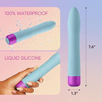 Densa Flexible Long Bullet Vibrator For Women - Female Sex Toys With 8 Vibration Modes & Boost Mode - 100% Waterproof, Magnetic Usb Charging, Liquid Silicone, Travel-Friendly Adult Toys (Light Blue)