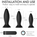 Anal Sex Toy Vibrator,3Pcs Vibrating Anal Butt Plug Training Kit, Remote Control 9 Vibration Modes Adult Anal Sex Toys Vibrators With Suction Cup Base For Male, Female And Beginner Black