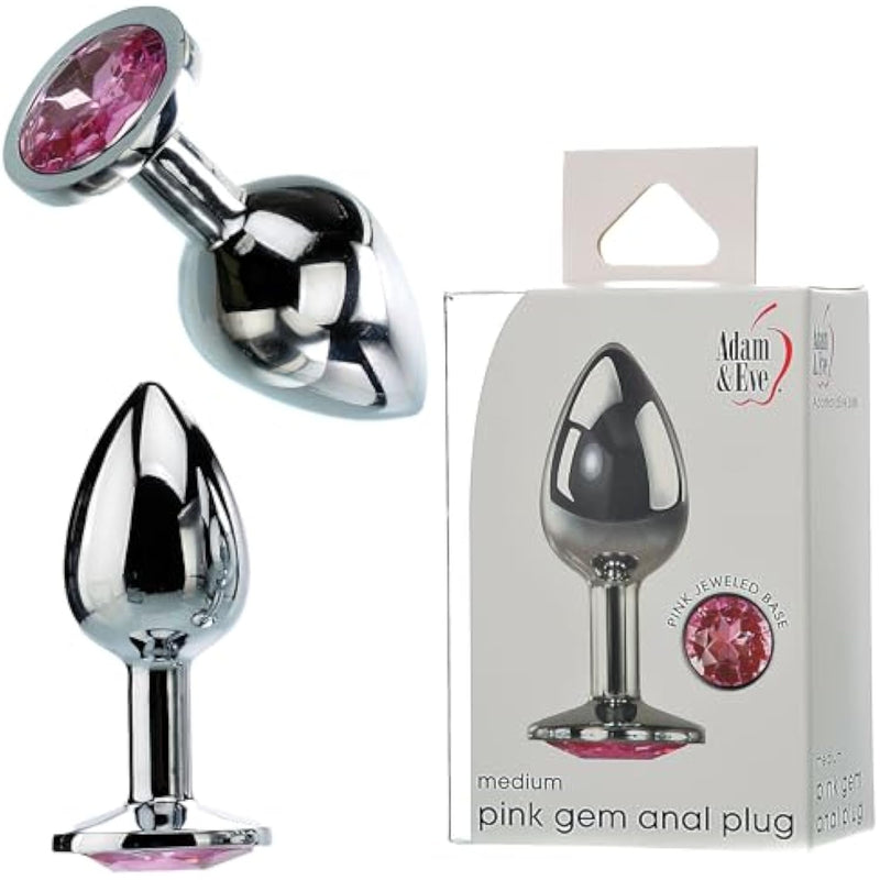 Gem Medium Anal Plug, Metal Butt Plug For Women & Men, Tapered Trainer For Beginners & Advanced, Weighted Aluminum Plug For Temperature Play, Safety Flared Base, Includes Velvet Bag, 3.25"