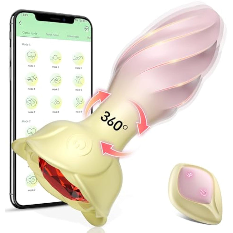 Adult Sex Toys For Women/Men Anal Plug, App & Remote Control Vibrator Anal Toys With 10 Rotating Modes, Vibrating Butt Plug Clitoris Stimulator With Crystal Diamond Female Male Sex Toy