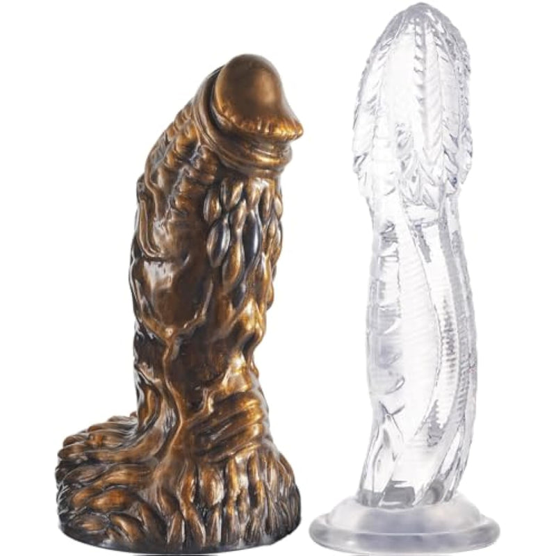 2Pcs Huge Dildo,9" Length & 2.75" Diameter Bronze Dildo+ 10" Clear Giant
