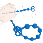 Anal Beads Anal Toys Sex Toy Silicone Anal Butt Plug Silky Smooth Prostate Massage Stimulator Anal Trainer Flexible 10 Balls Anal Chain With Safe Pull Ring