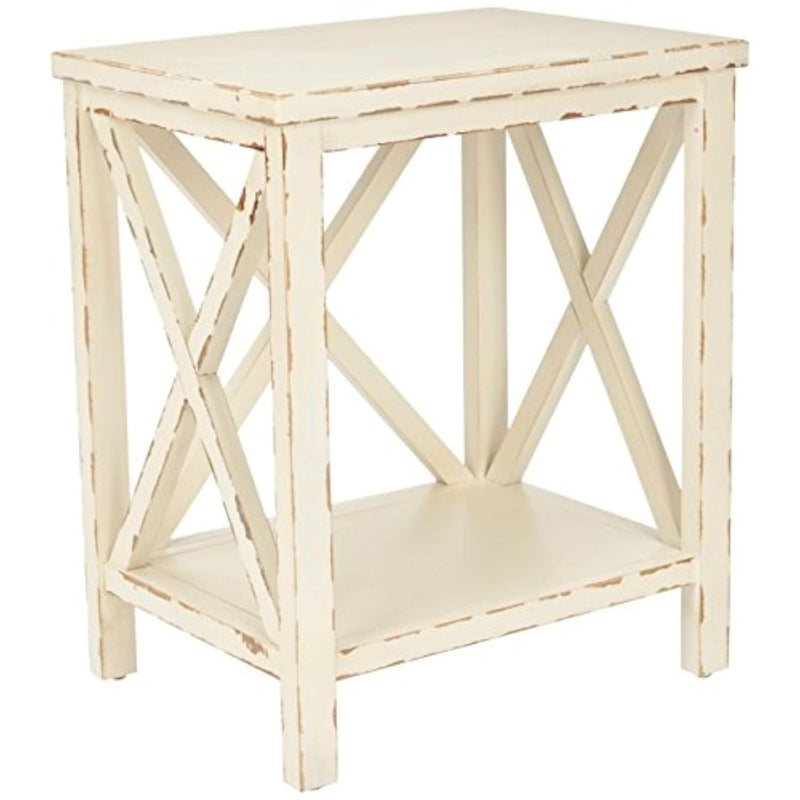 American Homes Collection Mia Distressed Ivory End Table
