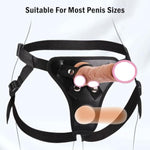 Double Penetration Strap On Harness Pants Adult Anal Sex Toy With Double Hole For Male Couples Adjustable Wearable Dildo Pants Bdsm Sex Restraint With Two O Rings Universal For Different Penis Sizes