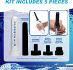 Travel Enema Kit with 4 Adapters, Fits Most Hoses & Bottles, 7-Piece Set (Black)