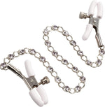 Exotic Crystal Chain Nipple Clamps Black, 1 Count - Nipple Play Accessory