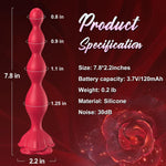 Vibrating Rose Butt Plug with 9 Modes, Waterproof Anal Beads & Prostate Massager