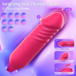 Thrusting Rose Vibrator – Dual-Ended Dildo with 10 Suction Modes for Clitoral & G-Spot