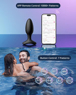 1.5" Vibrating Silicone Butt Plug with Remote, Rechargeable, Waterproof for Couples