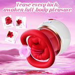 5-in-1 Rose Vibrator with LCD – Sucking, Licking & Vibration for Clit, Nipple & Anal