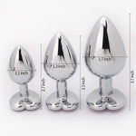3-Piece Luxury Heart Jewelry Design Metal Butt Plug Set (Pink)