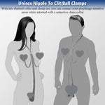 Adjustable Nipple & Clit Clamps with Chain – BDSM Body Jewelry for Women (Silver)