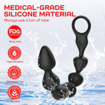 14.4" Flexible Silicone Vibrating Anal Beads, 10 Vibration Modes, Prostate Massager