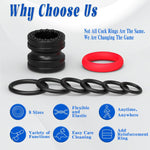 Penis Ring Set for Men, 8 Sizes, Silicone Cock & Ball Stretcher for Erection Aid