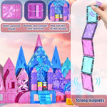 Magnetic Tiles For Kids,114Pcs 3D Diamond Princess Ice Castle, Magnetic Tiles Age 3-5 4-8,Stem Educational Toys For Girls Kids Birthday Gift