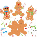 12 Pack Foam Gingerbread Man Craft Kits with Self-Adhesive Stickers