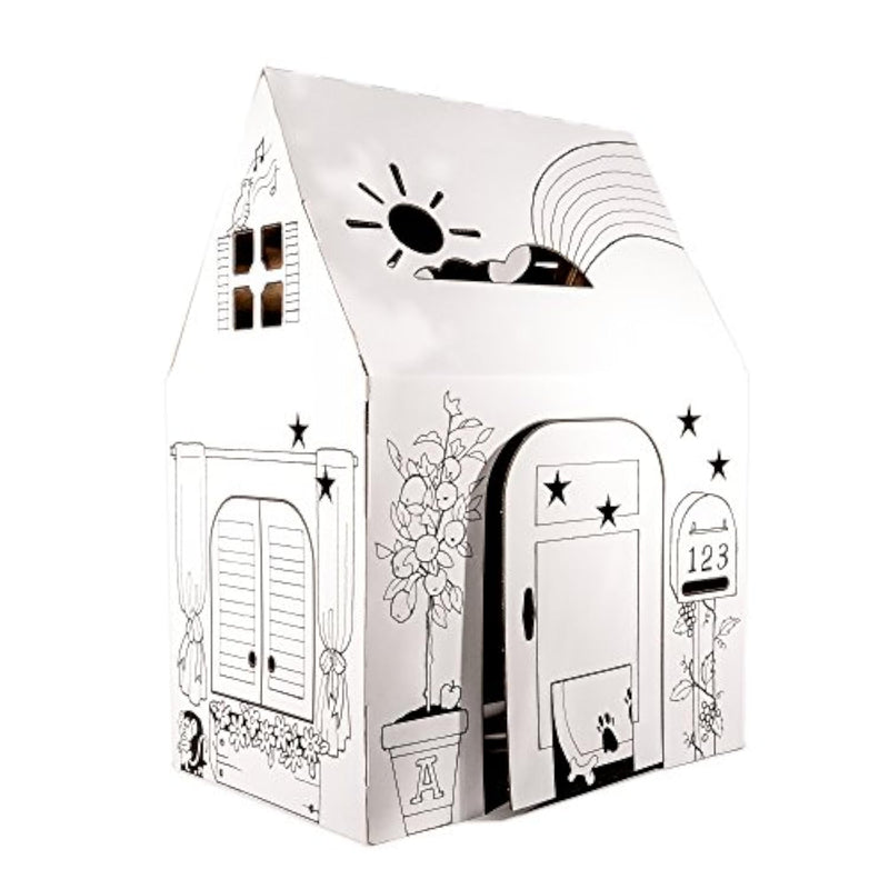 Easy Playhouse Cardboard Clubhouse for Kids - Art and Craft Fort, 34" X 27" X 48"