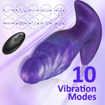 Super Vibrating Butt Plug, 4.9 in Purple Anal Vibrator with Remote Control, 10 Vibration Modes,Silicone Vibrating Anal Plug Realistic Dildo Adult Sex Toys for Men Women