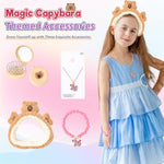 Strawberry Capybara Plush Gifts For Girls 4 5 6 7 8 9 10 Years Old With Stuffed Animal/Stickers/Water Bottle/Bag/Coin Purse/Keychains/Hair Accessories/Comb/Necklace/Bracelet Plushies Toys Set