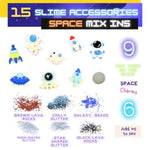 Finoclay Slime Kit For Girls Boys, 6 Galaxy Stretchy None Sticky Slime Educational Toys With Space Slime Charms &Galactic Add Ins,Neon Glow Metallic Slimes, Party Bag Fillers For Kids Sensory Putty