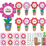 48 Pack Spring Flower Paper Pot Craft DIY Flowers Craft Kit for Home Decor Graduation Art Activities