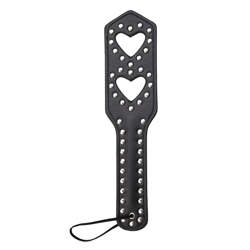 Hearts Spanking Paddle For Adults, Quality Studded Faux Leather Paddles For Sex Play