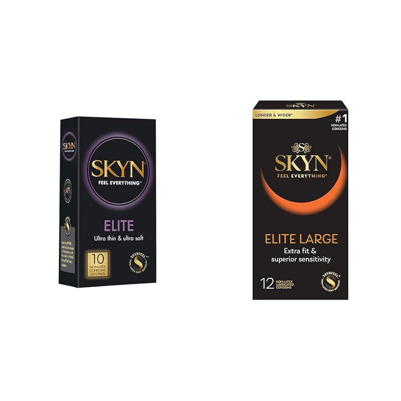 Elite Condoms 10 Count And Elite Large 12 Count Non-Latex Condom Bundles