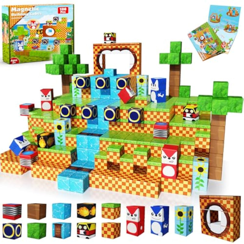 Magnetic Blocks, 100Pcs Magnetic Building Blocks, Stem Building Game Montessori Sensory Toys For Kids Boys Girls Ages 3 4 5 6 7 8 9 10 Holiday Christmas Birthday Gifts