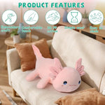 Axolotl Plush Toy Set For Ages 3 4 5 6 7 8+ Year Old - Axolotl Mommy & 4 Slap Bracelets Baby Axolotls, Soft Stuffed Animals, Christmas Birthday Gifts For Boys And Girls