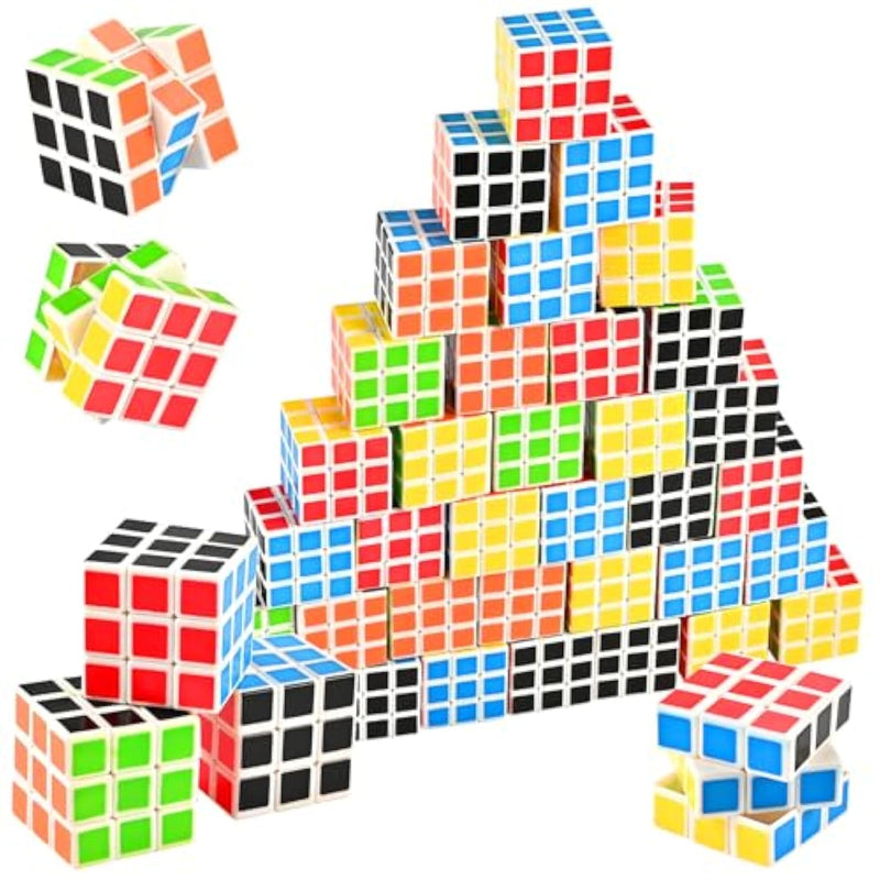 40 Mini Cube Puzzles, 1.18In 3X3, Fun Party Favors For Kids - School Rewards & Classroom Prizes, Perfect For Birthdays, Easter, Christmas & Stocking Stuffers (40Pcs-6 Colors (Black))
