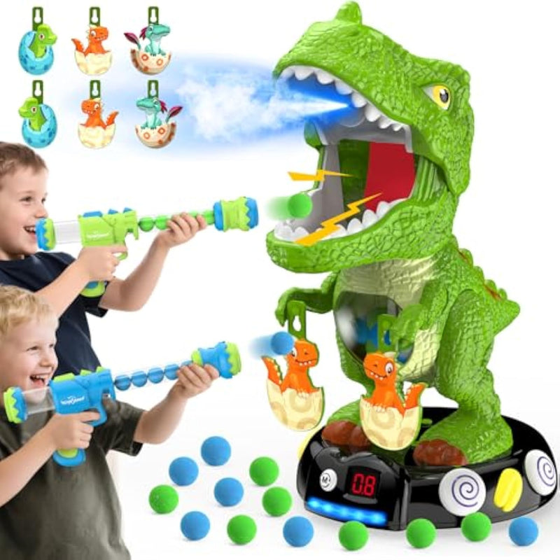 Moving Dinosaur Shooting Toys For Kids 5-7, Electronic T-Rex Shoot Target Game With Mist Spray, Led Score, Roar & Light, 3-Pair Dino Target, Birthday Gifts For 5 6 7 8 9 Year Old Boys Girls