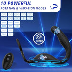 Male Prostate Massager Anal Sex Toys 360°Rotating Dildo With 10 Vibration Modes C-Shaped Remote Control Anal Butt Plug With Silicone Cock Rings Male Vibrator P-Spot Stimulator Adult Toys For Couples