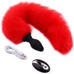 Fox Tail-Vibrating Anal Plug Remote Control, Butt Plug Anal Role Play Flirting Animal Tail Sex Toy For Men Women Couples, Red