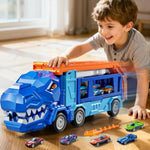 Truck Toys Car Track Set For 3 4 5 6 Years Old Boys, Dinosaur Truck Transporter Car Race Track With 12 Die-Cast Racing Car Toys, Birthday Gifts For Toddlers Kids Girls Age 3 4 5 6 7 8