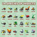 Insect Building Blocks Toy For Kids- 24 Pack Unique Bug Blocks Set (697Pcs),Educational Party Favors Classroom Prizes, Birthday Christmas Easter Valentines Gift For Boys Girls Ages 6,8,10,12+