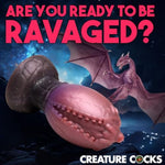 Dragon Hatch Silicone Egg For Men, Women, & Couples. Squishy, Thick And Textured Fantasy Large Egg Plug. Harness Compatible, Wide Base. 1 Piece. Purple.