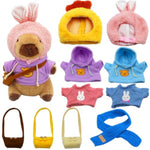 Capybara Plush With 11 Pcs Clothes & Accessories,11 In Cute Capybara Stuffed Animal Plush Toys,Capybara Doll,Dress Up Cute Plushies
