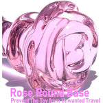 Glass Anal Beads Butt Plug Prostate Massager With Long Neck, Rose Round Base And 4 Gradual Beads Fetish Bum Plug Anal Dilator Masturbation Sex Toy For Women Men, 5.59 X 1.14 Inch Pink