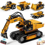 5 In 1 Stem Building Block Set For Kids Ages 8-14, Remote Control And App Controlled Excavator/Crane/Truck/Bulldozer/Roller, Birthday Gift For 8 9 10 11 12+ Years Old